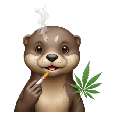 Cute female Otter smoking a while cannabis joint sticker