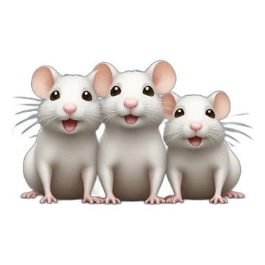 Three cute rats, one white, the other two brown sticker