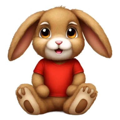 Super Cute girly Fluffy brown bunny rabbit teddy wearing red tshirt sitting  sticker