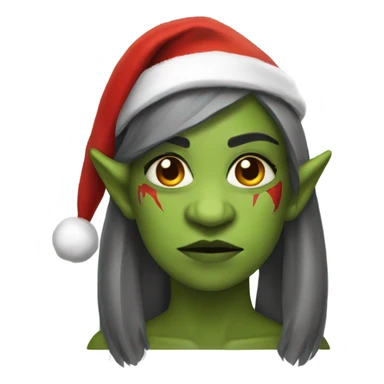 orc female warrior with santa hat sticker