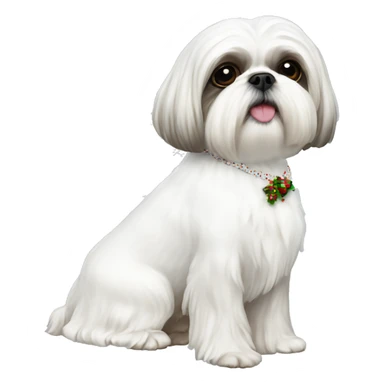 ALL WHITE SHIH TZU CHRISTMAS DRESS sticker