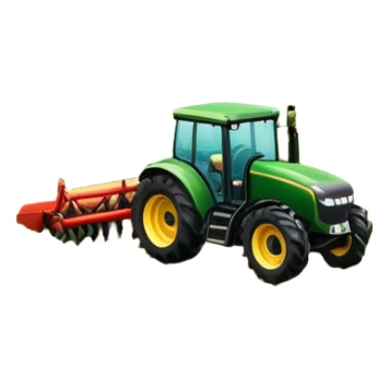 An icon featuring a vibrant rural landscape with a tractor plowing fields, inspired by Farming Simulator 22. The design includes lush green fields, a barn, and a scenic countryside with trees and mountains in the distance. Transparent background sticker