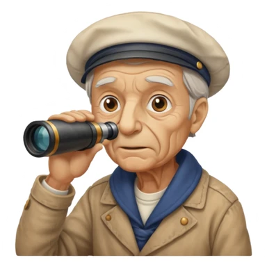 old sailor looking through a telescope sticker