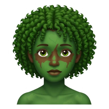 Faça um personagem negro com cicatrizes no rosto deixe o cabelo crespo e a pele verde sticker