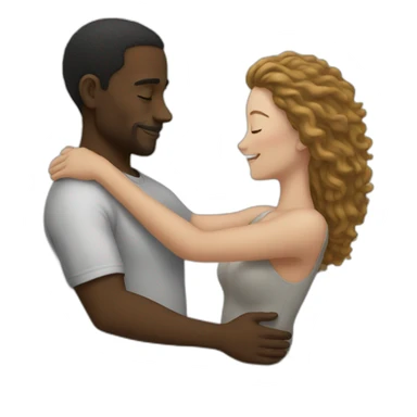 black man and white woman hugging sticker