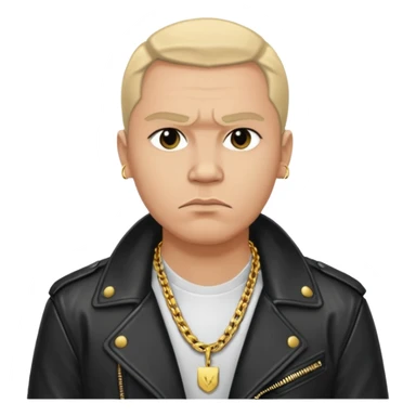 Russian 1990s gangster emoji, leather jacket, gold chain, serious face, cartoon style sticker