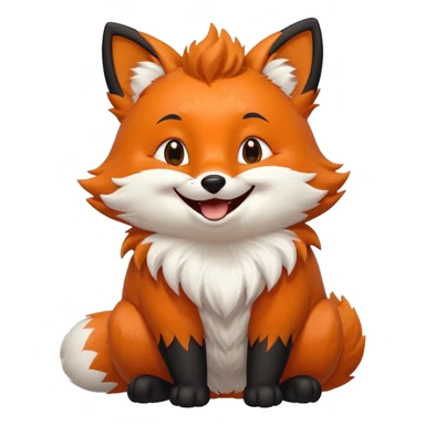 Floofy the Creampuff fox blackish away laughing, chubby. Black paws orange color sticker