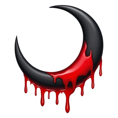 Black crescent moon with blood dripping from it  sticker