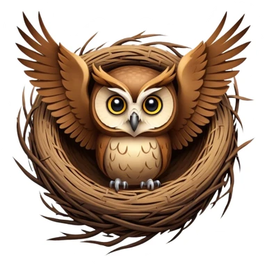 An owl flies over the nest. sticker