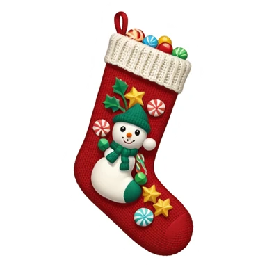 A cozy old-timey Christmas stocking full of vintage toys and candy sticker