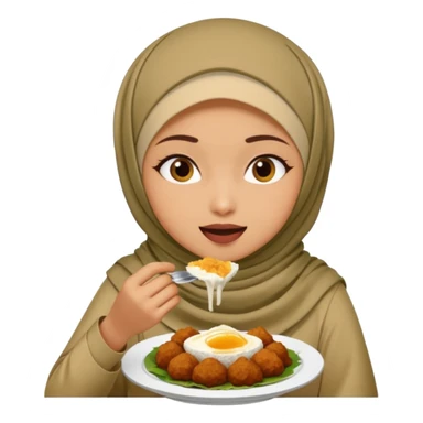 Hijabi girl eating nasi lemak sticker