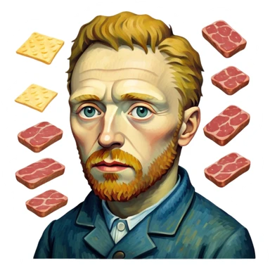 portrait of van gogh with spam meat painting  sticker