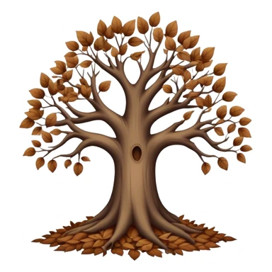 leafless old tree with pile of little leavs sticker