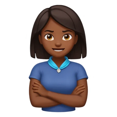 "arms crossed around neck angry laughing girl" sticker