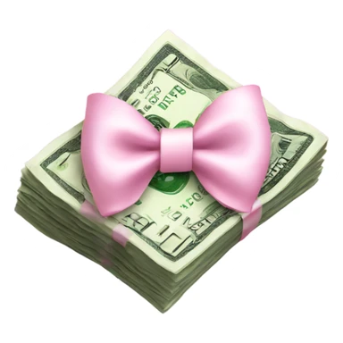 money with light pink bow sticker