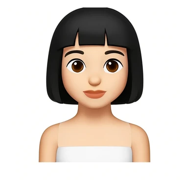 Edit the image to make the girl's hair short while keeping the same style and appearance. Use a white background. sticker