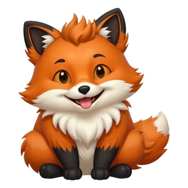 Floofy the Creampuff fox blackish away laughing, chubby. Black paws orange color sticker