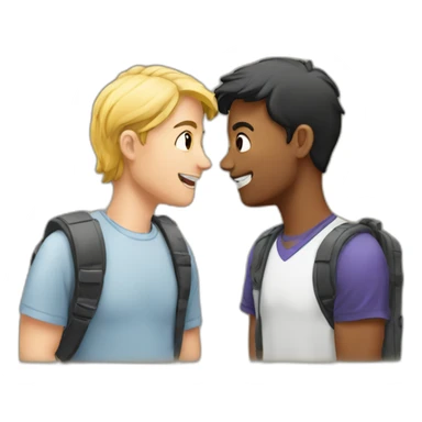 two students discussion sticker