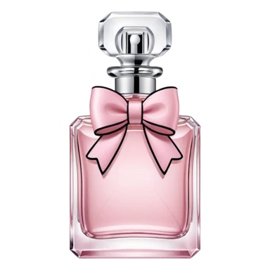 Miss Dior perfume bottle with bow, soft pink liquid sticker