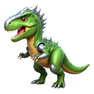 fierce rocket-propelled dinosaur, armored T-rex, rocket thrusters, intense eyes, dynamic action pose, 3D cartoon, mobile game icon style, clean background, no text, no watermark
 sticker