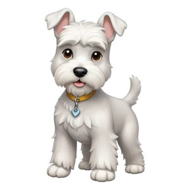 white schnauzer dog, playful stance, iOS emoji style sticker