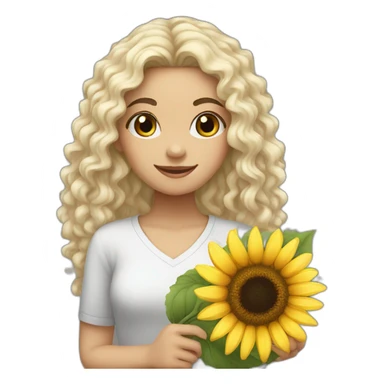curly black hair white girl holding sunflower sticker