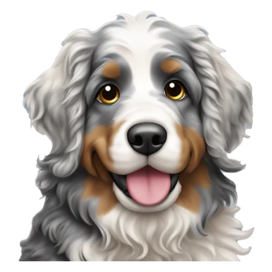 standing merle colored bernedoodle sticker