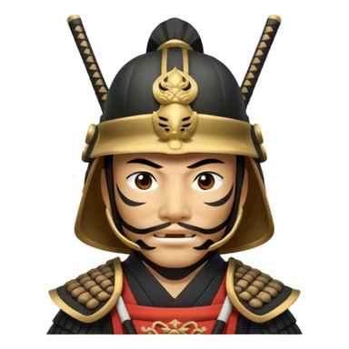 Samurai with helmet and a mask sticker