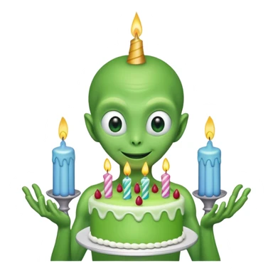alien holding a birthday cake sticker