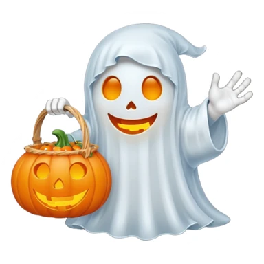 Cute ghost  with trick or treat pumpkin basket  sticker