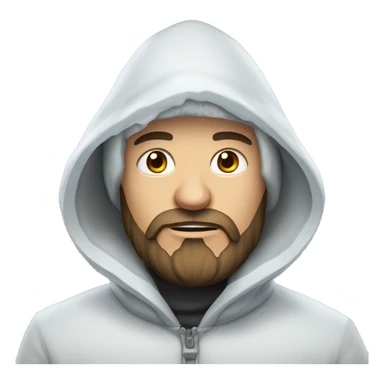 Russian man with beard in a hood covered with snow and ice sticker