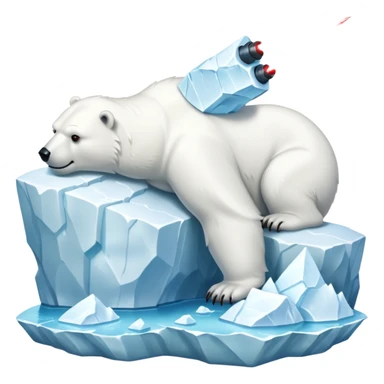 Create a polar bar shooting red lasers out of its eyes on an iceberg with text on the bottom saying “BYE BYE POLAR BEARS” sticker