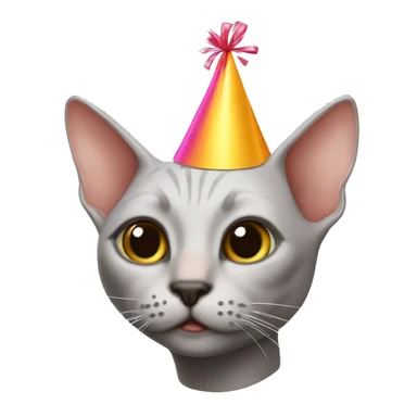Hairless cat party hat sticker