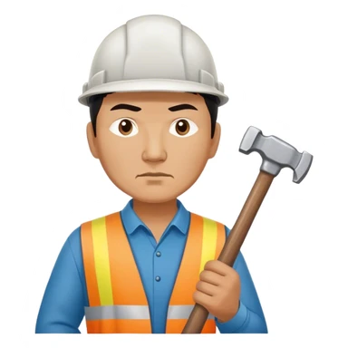 serious kazakh worker middle age photorealistic with hammer sticker