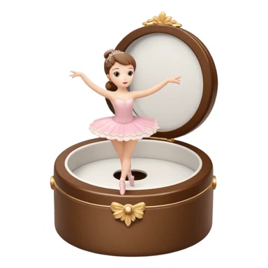 brown open music box with dancing ballerina sticker