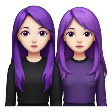 faz duas raparigas menos gótica mas com cabelo roxo comprido e outra cabelo roxo mais escuro e camisola preto sticker