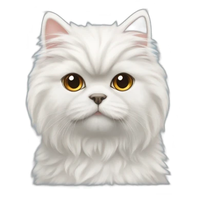 fluffy white persian cat with a yorkiepoo sticker