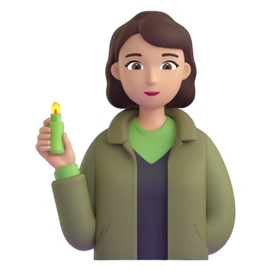 dark olive green jacket over a lighter green top sticker