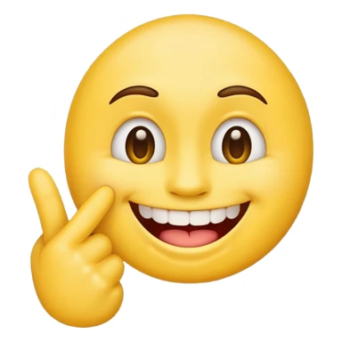 Emoji tête jaune avec un sourire et le doigt sur les dents  sticker