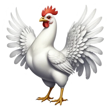 cinematic-[white chicken]-realistic-full-body-perched-emoji,-wings-tucked-neatly,-head-tilted-dramatically,-sleek-[white]-feathers,-simplified-yet-realistic-focused-features,-highly-detailed,-glowing-with-an-almost-sarcastic-glow sticker