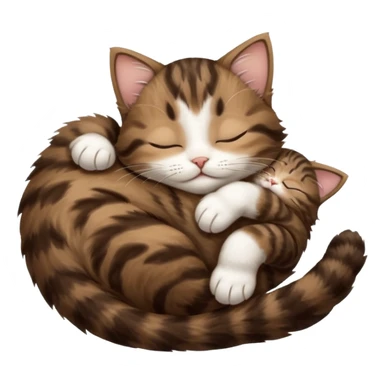 dark brown tabby and white kitten sleeping upside down on its back sticker