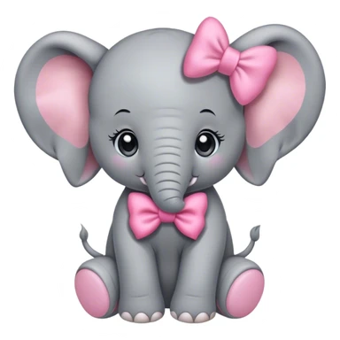 baby elephant with pink bow sticker