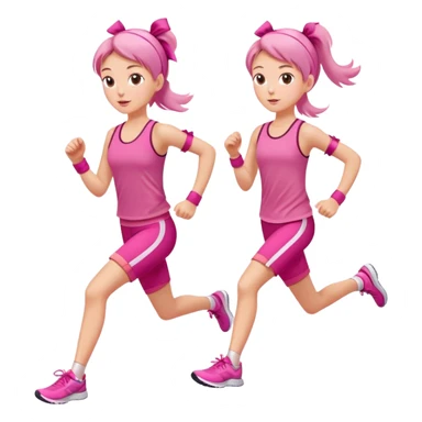 Girl with pink clothes and ribbon hair jogging sticker