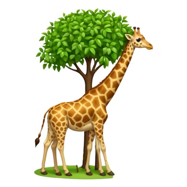 giraffe eating leaves from a tree sticker