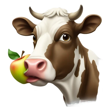 Cow eating an apple  sticker