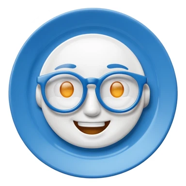 talking plate blue with glassess sticker