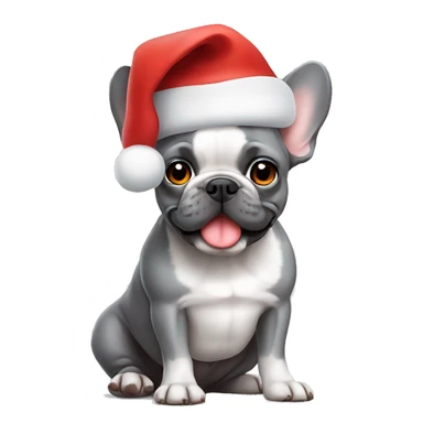 Gray French bulldog in Santa hat sticker