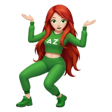  lady twerking with long red hair and green 420 outfit sticker