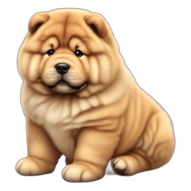 Chow chow pup, young cute,furry shiny dog cute, realistic, young,sitting on floor, beautiful picture, 4k, 16k sticker