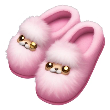 Pair of pink slippers with fluff aesthetic  sticker